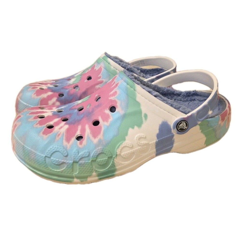 Crocs Shoes Classic Lined Tie Dye Clogs Fuzzy Comfort Slides, Mens Size 11